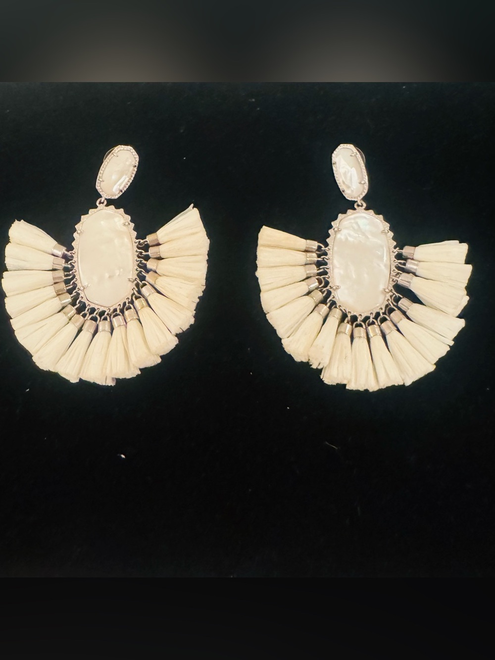 Kendra Scott mother of pearl and tassel earrings. Bag and box included.